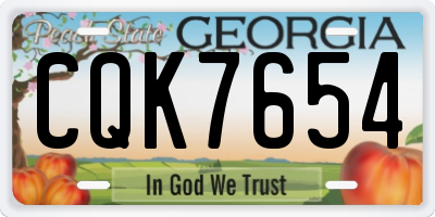 GA license plate CQK7654