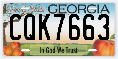 GA license plate CQK7663