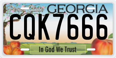 GA license plate CQK7666