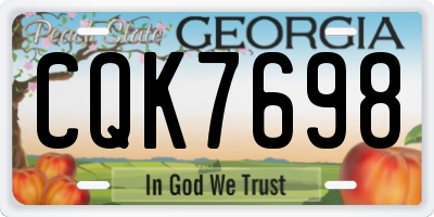 GA license plate CQK7698