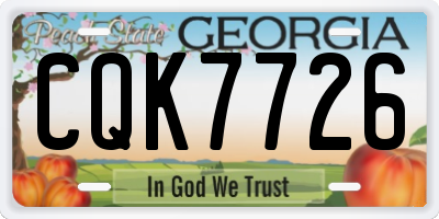 GA license plate CQK7726