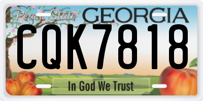 GA license plate CQK7818