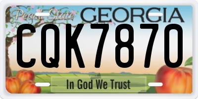 GA license plate CQK7870