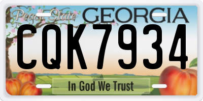 GA license plate CQK7934