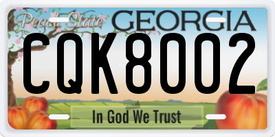 GA license plate CQK8002