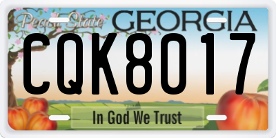 GA license plate CQK8017