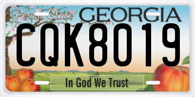 GA license plate CQK8019