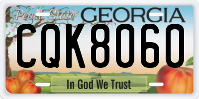 GA license plate CQK8060