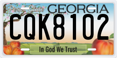 GA license plate CQK8102