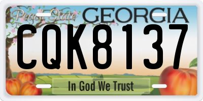 GA license plate CQK8137
