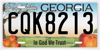 GA license plate CQK8213