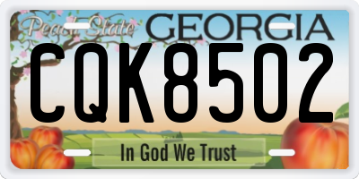 GA license plate CQK8502