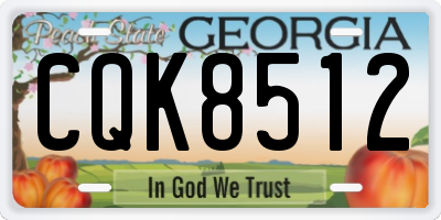 GA license plate CQK8512