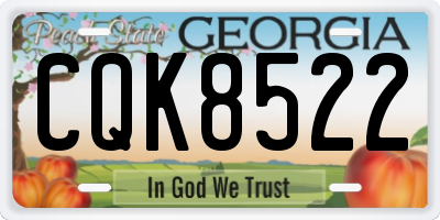 GA license plate CQK8522