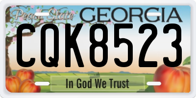 GA license plate CQK8523
