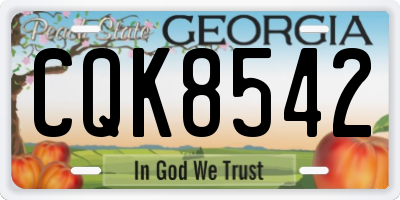 GA license plate CQK8542