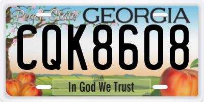 GA license plate CQK8608