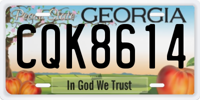 GA license plate CQK8614