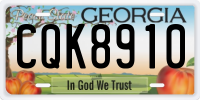 GA license plate CQK8910