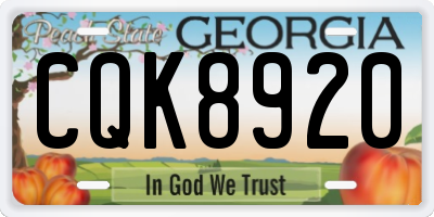 GA license plate CQK8920