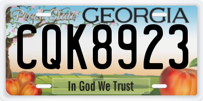 GA license plate CQK8923