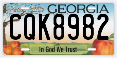 GA license plate CQK8982