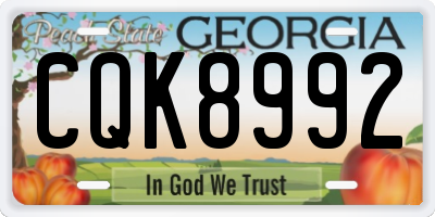 GA license plate CQK8992