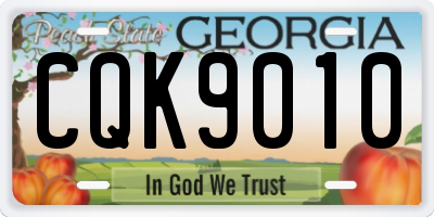 GA license plate CQK9010