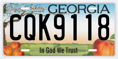 GA license plate CQK9118