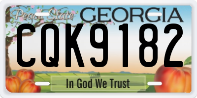 GA license plate CQK9182