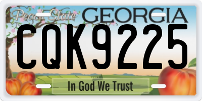 GA license plate CQK9225