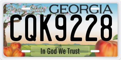 GA license plate CQK9228