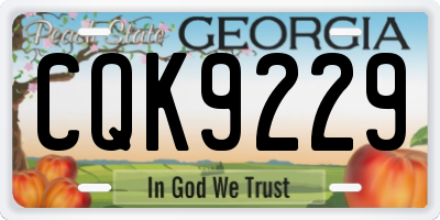 GA license plate CQK9229