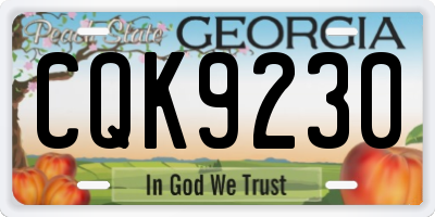 GA license plate CQK9230