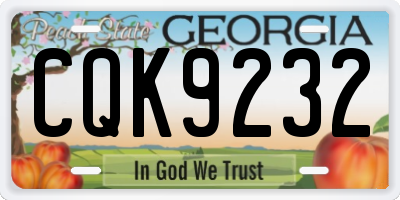 GA license plate CQK9232