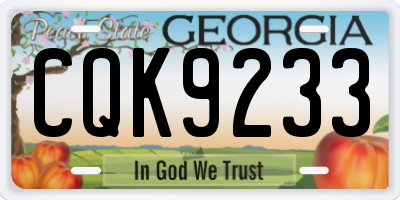 GA license plate CQK9233