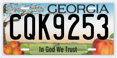 GA license plate CQK9253