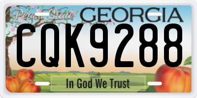 GA license plate CQK9288