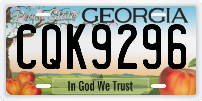 GA license plate CQK9296