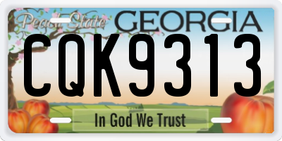 GA license plate CQK9313