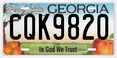 GA license plate CQK9820