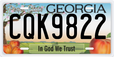 GA license plate CQK9822