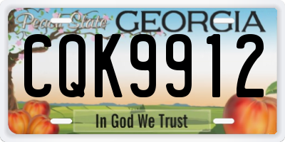 GA license plate CQK9912