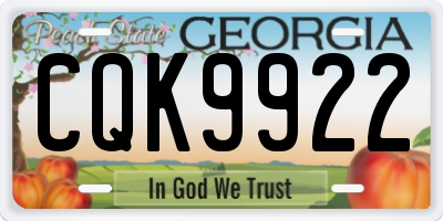 GA license plate CQK9922