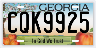 GA license plate CQK9925