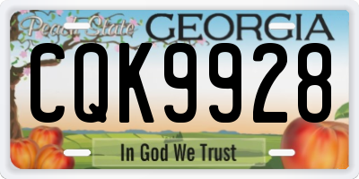GA license plate CQK9928