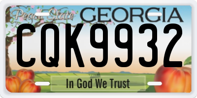 GA license plate CQK9932