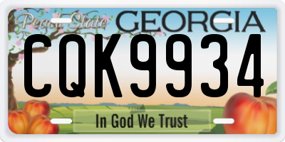 GA license plate CQK9934
