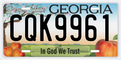 GA license plate CQK9961