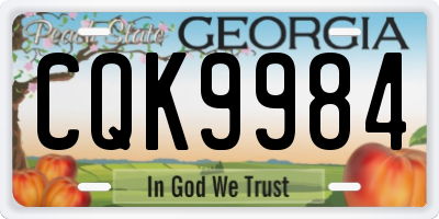 GA license plate CQK9984